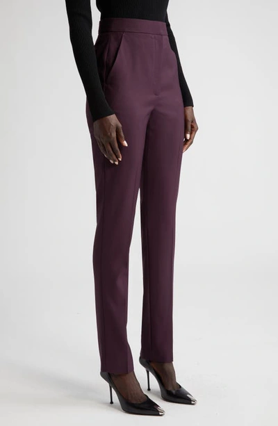 Shop Alexander Mcqueen Fitted High Waist Wool Trousers In Night Shade