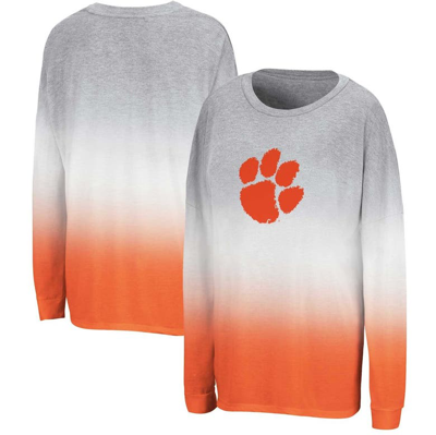 Shop Colosseum Heather Gray/heather Orange Clemson Tigers Winkle Dip-dye Long Sleeve T-shirt