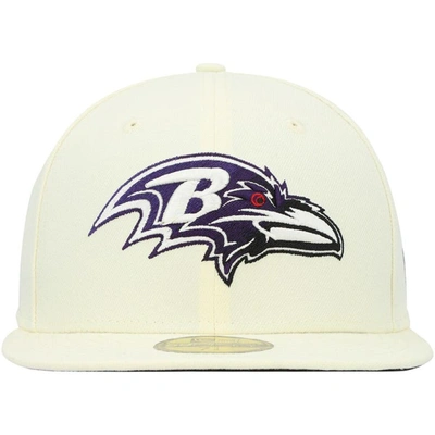 Shop New Era Cream Baltimore Ravens Chrome Color Dim 59fifty Fitted Hat