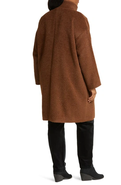 Shop Eileen Fisher Stand Collar Wool Blend Coat In Auburn