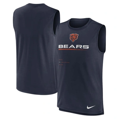 Shop Nike Navy Chicago Bears Muscle Trainer Tank Top