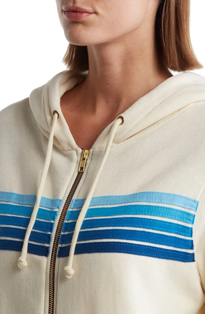 Shop Aviator Nation 5-stripe Zip Hoodie In Vintage White/blue