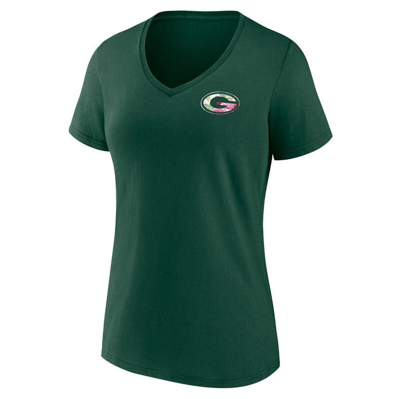 Shop Fanatics Branded Green Green Bay Packers Plus Size Mother's Day #1 Mom V-neck T-shirt