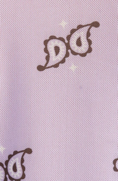 Shop Bella Dona Bella Doña Paisley Mesh Long Sleeve Crop Top In Lavender