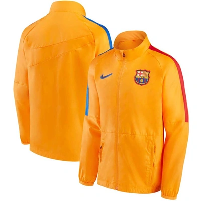 Shop Nike Youth  Orange Barcelona Academy All-weather Raglan Full-zip Jacket