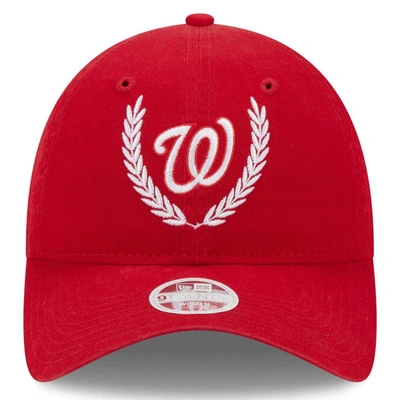 Shop New Era Red Washington Nationals Leaves 9twenty Adjustable Hat