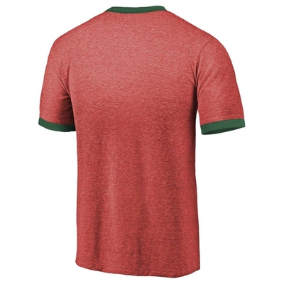 Shop Majestic Threads Heathered Red Minnesota Wild Ringer Contrast Tri-blend T-shirt In Heather Red