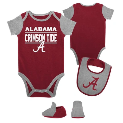 Shop Outerstuff Newborn & Infant Crimson Alabama Crimson Tide Home Field Advantage Three-piece Bodysuit, Bib & Booti