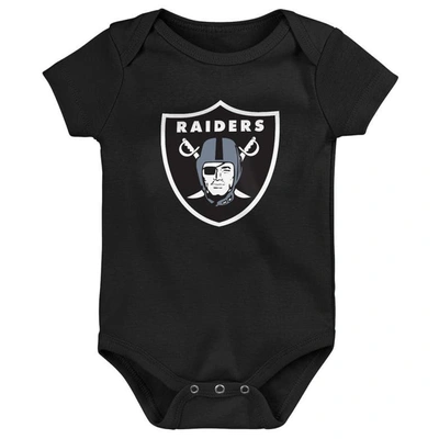 Shop Outerstuff Infant Black/white/gray Las Vegas Raiders Born To Be 3-pack Bodysuit Set