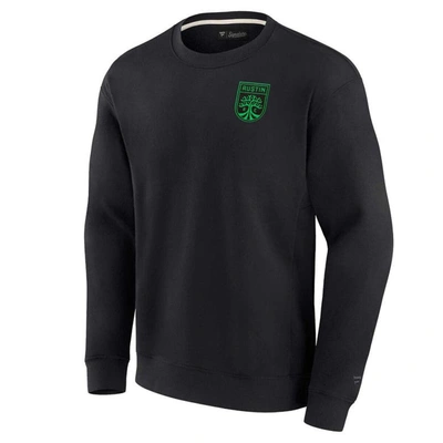 Fanatics Signature Unisex  Black Austin Fc Super Soft Fleece Crew Sweatshirt In Black