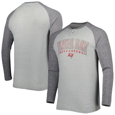 Shop Concepts Sport Heather Gray Tampa Bay Buccaneers Ledger Raglan Long Sleeve Henley T-shirt