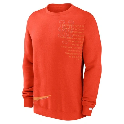 Shop Nike Orange New York Mets Statement Ball Game Fleece Pullover Sweatshirt