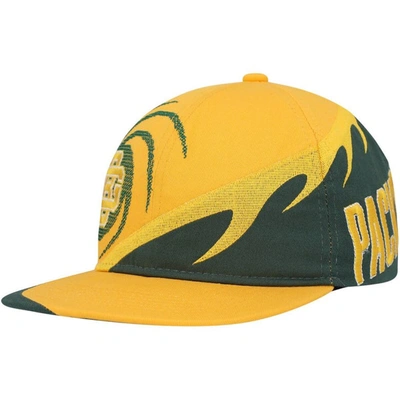 Shop Mitchell & Ness Youth  Gold/green Green Bay Packers Spiral Snapback Hat