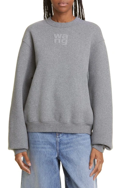 Shop Alexander Wang Logo Glitter Cotton Blend Sweatshirt In 079 Sidewalk