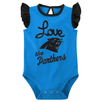 Shop Outerstuff Girls Newborn & Infant Black/blue Carolina Panthers Spread The Love 2-pack Bodysuit Set
