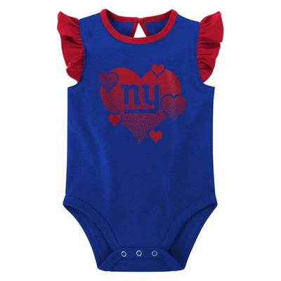 Shop Outerstuff Girls Newborn & Infant Royal/red New York Giants Spread The Love 2-pack Bodysuit Set