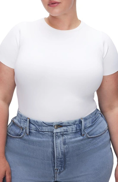 Good American Scuba Crewneck Short-sleeve Bodysuit In White001