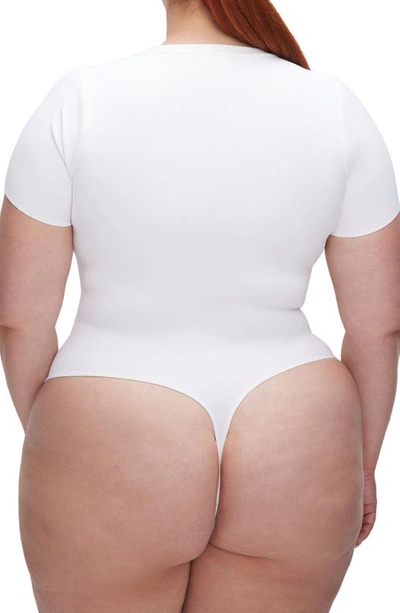 Good American Scuba Crewneck Short-sleeve Bodysuit In White001