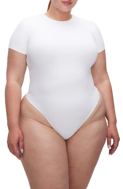 Shop Good American Scuba Short Sleeve Bodysuit In White001