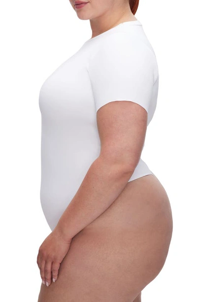 Shop Good American Scuba Short Sleeve Bodysuit In White001