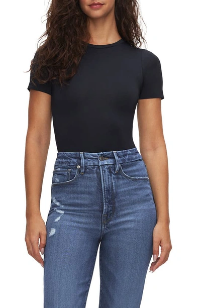 Shop Good American Scuba Short Sleeve Bodysuit In Black001