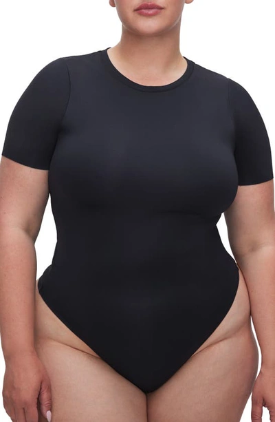 Shop Good American Scuba Short Sleeve Bodysuit In Black001