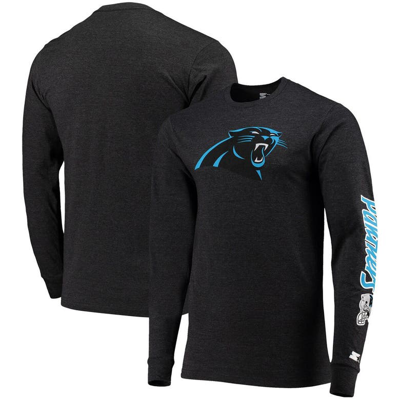 Shop Starter Heathered Black Carolina Panthers Halftime Long Sleeve T-shirt In Heather Black