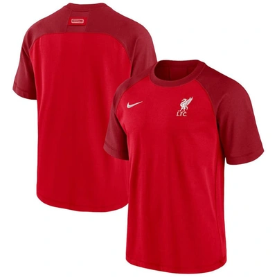 Shop Nike Red Liverpool Travel Raglan T-shirt