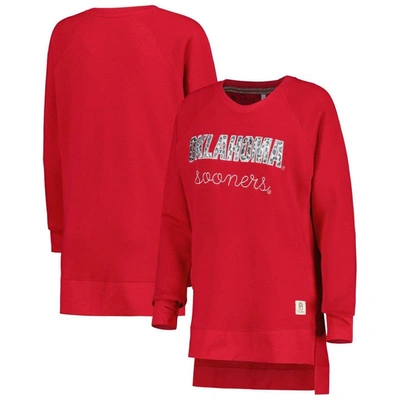 Shop Pressbox Crimson Oklahoma Sooners Steamboat Animal Print Raglan Pullover Sweatshirt