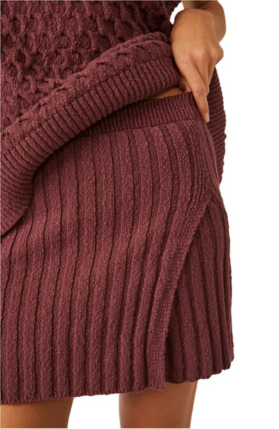 Shop Free People Rosemary Cotton Blend Sweater & Miniskirt Set In Plum Jam