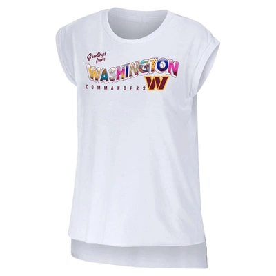 Shop Wear By Erin Andrews White Washington Commanders Greetings From Muscle T-shirt