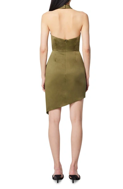 Shop Elliatt Camo Asymmetric Satin Cocktail Dress In Khaki