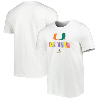 Shop Adidas Originals Adidas White Miami Hurricanes Pride Fresh T-shirt