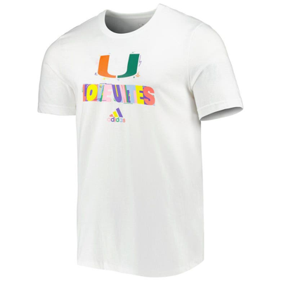 Shop Adidas Originals Adidas White Miami Hurricanes Pride Fresh T-shirt