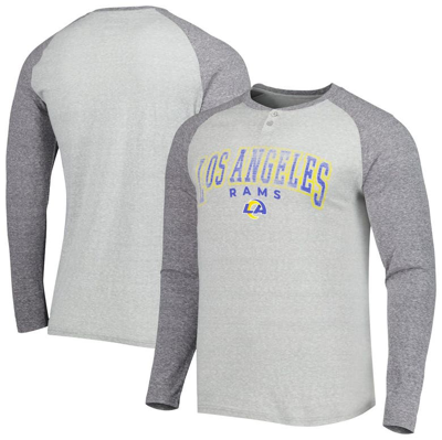 Concepts Sport Heather Gray Los Angeles Rams Ledger Raglan Long Sleeve Henley T-shirt In Gray