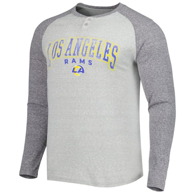 Concepts Sport Heather Gray Los Angeles Rams Ledger Raglan Long Sleeve Henley T-shirt In Gray