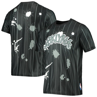 Shop Fisll Black Brooklyn Nets Striped Splatter T-shirt