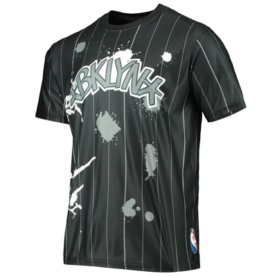 Shop Fisll Black Brooklyn Nets Striped Splatter T-shirt
