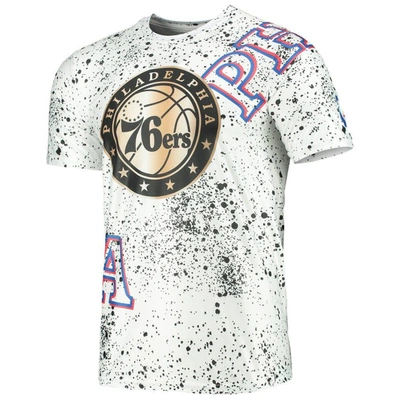Shop Fisll White Philadelphia 76ers Gold Foil Splatter Print T-shirt