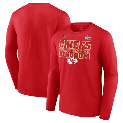 Shop Fanatics Branded Red Kansas City Chiefs 2022 Afc Champions Team Slogan Long Sleeve T-shirt