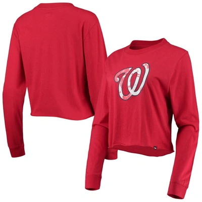 Shop New Era Red Washington Nationals Baby Jersey Cropped Long Sleeve T-shirt