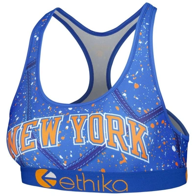 Shop Ethika Blue New York Knicks Racerback Sports Bra