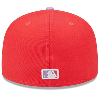 Shop New Era Red/lavender New York Yankees Spring Color Two-tone 59fifty Fitted Hat