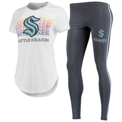 Shop Concepts Sport White/charcoal Seattle Kraken Sonata T-shirt & Leggings Set