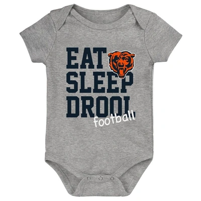 Shop Outerstuff Newborn & Infant Orange/navy/heather Gray Chicago Bears Three-pack Eat, Sleep & Drool Retro Bodysuit