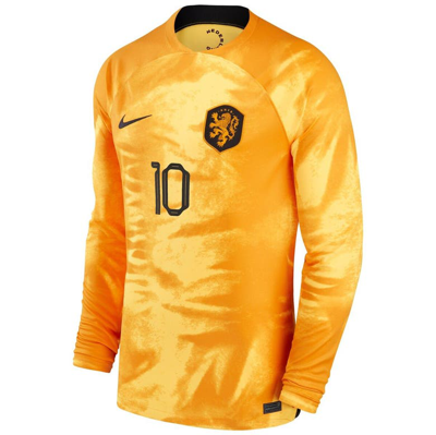 Shop Nike Memphis Depay Orange Netherlands National Team 2022/23 Home Breathe Stadium Replica Player Long