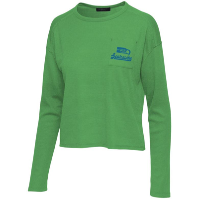 Shop Junk Food Neon Green Seattle Seahawks Pocket Thermal Long Sleeve T-shirt
