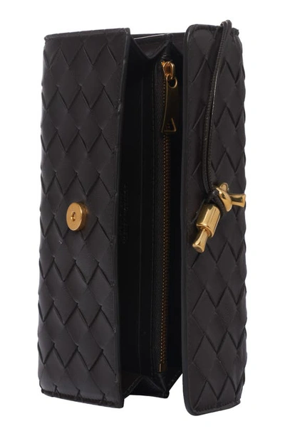 Bottega Veneta Large Intrecciato Top Handle Leather Wallet In 2190 Fondant-m Brass