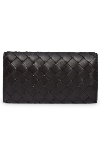 Bottega Veneta Large Intrecciato Top Handle Leather Wallet In 2190 Fondant-m Brass