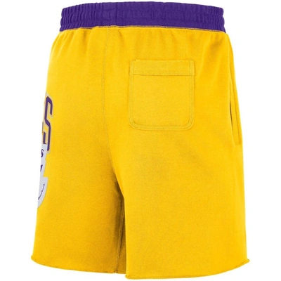 Shop Nike Gold Los Angeles Lakers 75th Anniversary Courtside Fleece Shorts